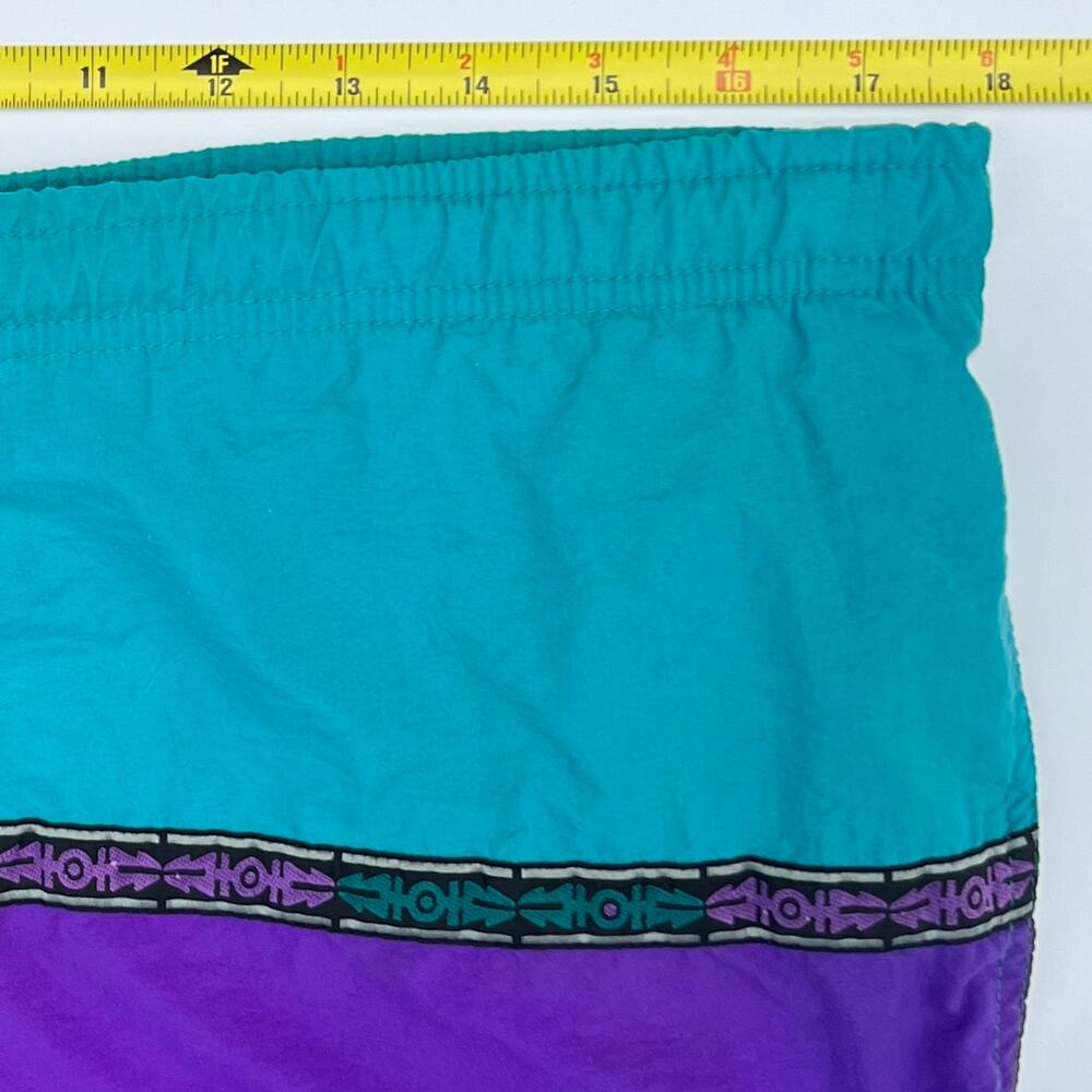 Vintage Fast Breakers Blue Purple Tribal Swim Suit Trunks Board Shorts Surf S M - Picture 7 of 10